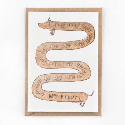 A02 'birthday dog' letterpress greeting card